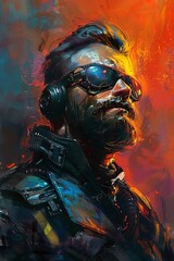 Retro style space pilot stranded on an alien planet trying to survive