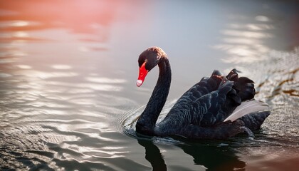 Naklejka premium Black Swan Serenity: Exploring Natural Tourism on Peaceful Waters