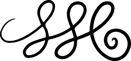Abstract curly calligraphic line. Scribble twist with black contour line. 
