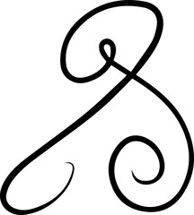Abstract curly calligraphic line. Scribble twist with black contour line. 