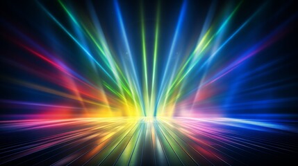 Obraz premium Vivid concert stage illuminated by an array of dynamic multi colored light beams