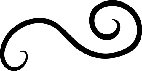 Abstract curly calligraphic line. Scribble twist with black contour line. 
