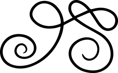 Abstract curly calligraphic line. Scribble twist with black contour line. 