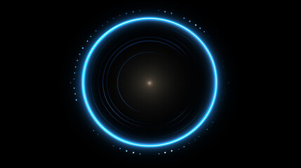 Obraz premium Abstract blue glowing circle on black background