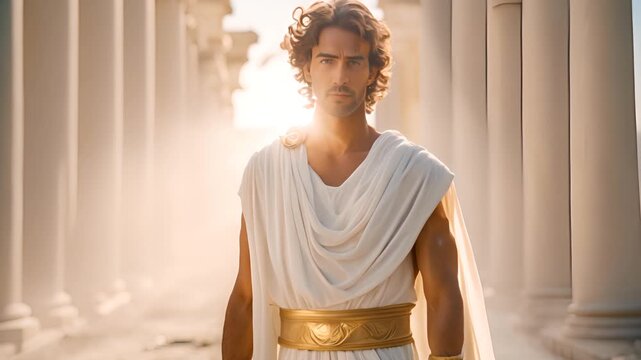 Guy in white ancient clothes, Greek mythology, Apollo