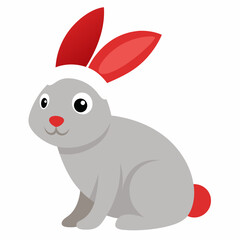 rabbit in christmas santa hat isolated on clean vector illustration