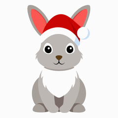 rabbit in christmas santa hat isolated on clean vector illustration