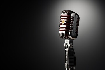 Fototapeta premium Professional microphone on neutral background, essential tool for vocalists and singers