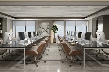 3d render open office interior