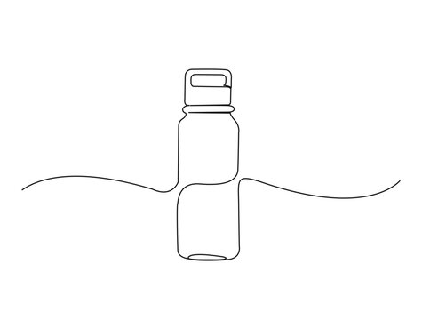 recommend clip art: Continuous one line drawing of water drink bottle. Sports water bottle single line vector illustration.