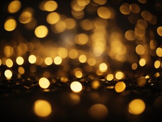 Obraz premium Golden bokeh lights black background