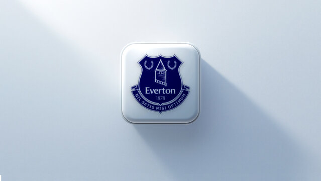 Everton 3d icon casting a shadow on a white background