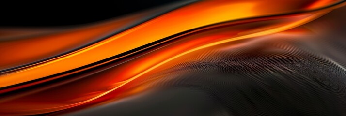 Fototapeta premium A captivating and visually striking blend of vibrant orange and deep black, creating a dynamic abstract wave pattern