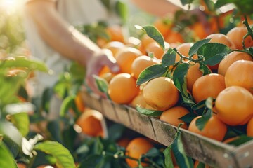 Non-GMO fruits harvested at their current peak selective focus realistic overlay orchard backdrop