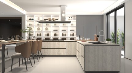 modern kitchen interior with kitchen