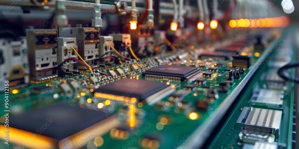 Poster Electronics factory testing and packaging consumer electronics