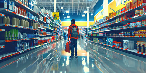 Fototapeta premium Endless Aisles Expedition: Exploring the expansive store, discovering new items and brands along the way.