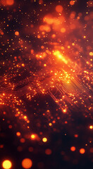Obraz premium Abstract futuristic background in red and yellow colors. Digital technologies, abstract microcircuits and processors. Bokeh effect. AI generative