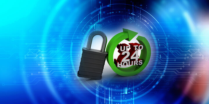 Concept: Opening hours sign. 3D rendering