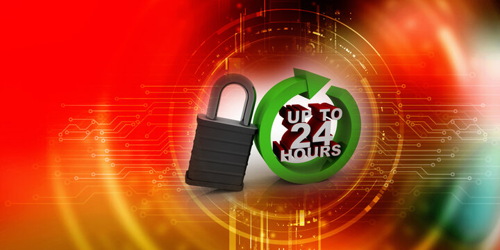 Concept: Opening hours sign. 3D rendering