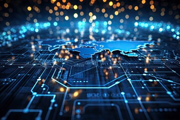 Creative digital tech circle on dark backdrop
