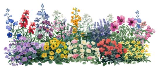 PNG Colorful garden flowers illustration
