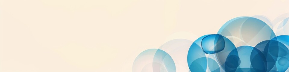 Blue Circles Abstract Background, LinkedIn cover, with copy space, AI Generated