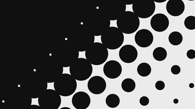 Halftone dots background - slanting transition mask - 3D 4k animation (3840 x 2160 px)