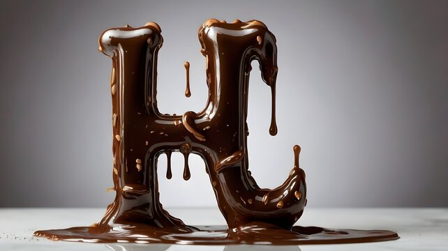 Amazingly beautiful H figure made of melted chocolate
