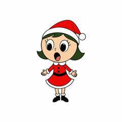 cartoon little girl singing in christmas vector illustration