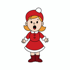 cartoon little girl singing in christmas vector illustration