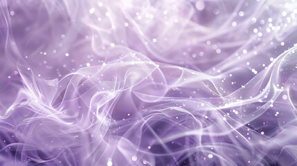 Fototapeta premium A sparkling abstract background with elegant smoke, featuring soft lavender and silver hues. The smoke should swirl gently, with sparkling highlights adding a touch of sophistication.