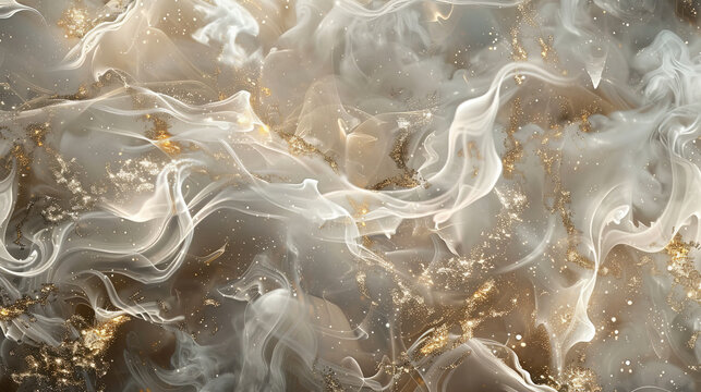 A sophisticated background featuring elegant shades of silver and gold smoke, interwoven with subtle steam, adding a touch of luxury and refinement.