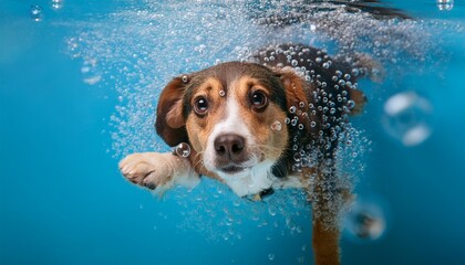 水中を泳ぐ犬