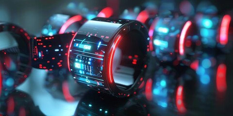 Futuristic fitness gadgets monitoring health metrics during exercise