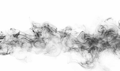 Fototapeta premium Abstract Black and Gray Smoke Swirls Isolated on White Background with Soft Clouds. Creative Pattern for Advertising and Marketing. Ethereal Vapor Design with Ample Copyspace. AI-Generated High-Resolu