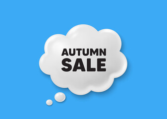 Autumn Sale tag. Comic speech bubble 3d icon. Special offer price sign. Advertising Discounts symbol. Autumn sale chat offer. Speech bubble comic banner. Discount balloon. Vector