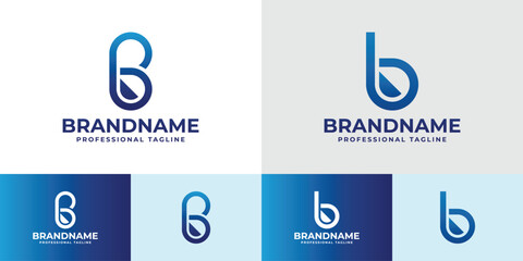 Letter B Water Drop Logo Set, suitable for any business with B initial related to liquid