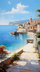 view of village on the sea