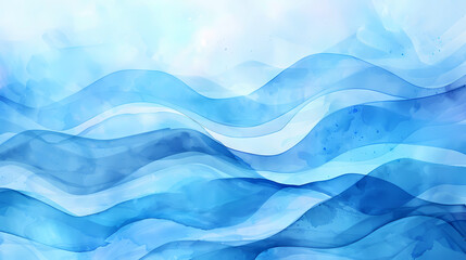 Fototapeta premium Abstract wave watercolor background in blue colors
