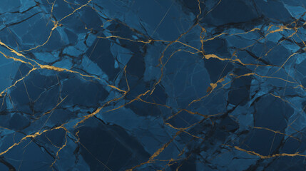 Fototapeta premium Elegant blue marble texture with golden veins on a dark background