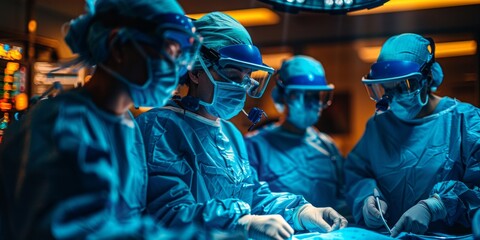 Surgeons using augmented reality for a complex operation, demonstrating innovation in surgical procedures