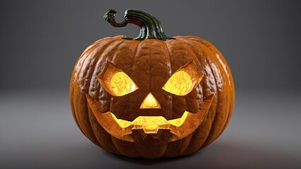 Halloween Night Decoration: Glowing Jack-O'-Lantern with Creepy Carved Face