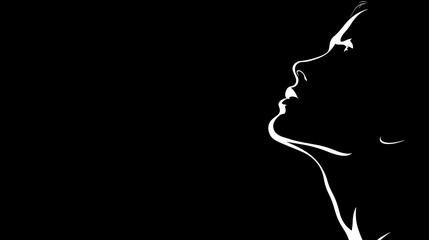 Silhouetted Profile in Dramatic Contrast and Minimalist Design
