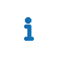 information icon 8 bit, pixel art I help icon for game logo.
