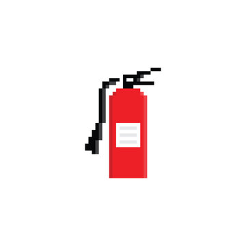 pixel art  fire extinguisher  vector game 8 bit icon vector game fire protect  logo