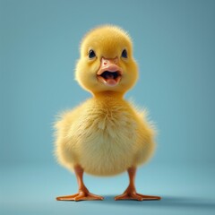  Adorable Flabbergasted Duck in a Pastel Blue Replicant Space, an AI-Generated Image Capturing Cuteness and Surprise.