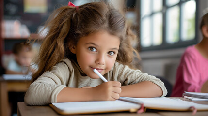 Student Writing in a Notebook