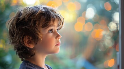 Portrait of a Child Expressing Fear and Anxiety in Profile View