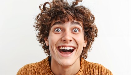 Medium shot of a person with a mischievous, playful expression, isolated on white